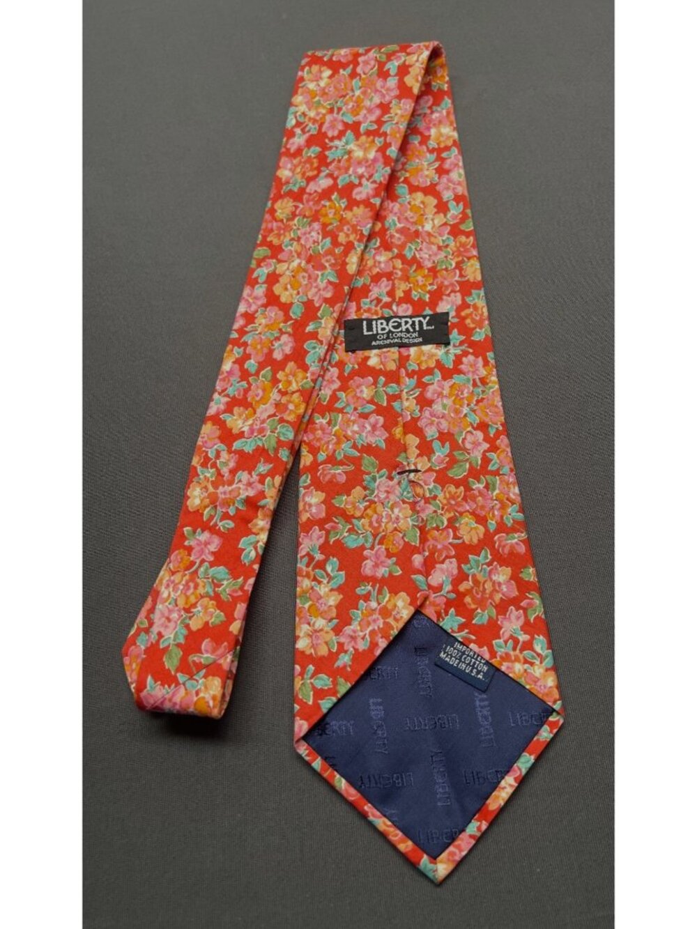 Liberty Of London Floral Print Silk Necktie Red Pink Green - Picture 3 of 5